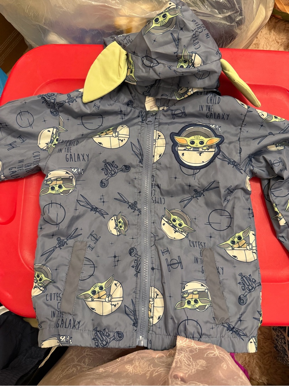 Disney The Child Galaxy Print Hooded Raincoat - Blue & Green